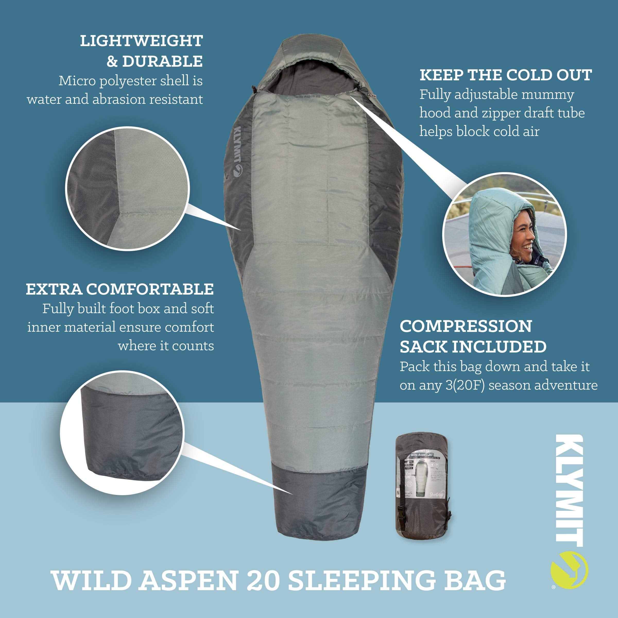 Klymit Wild Aspen foot box enhances comfort on cold nights.
