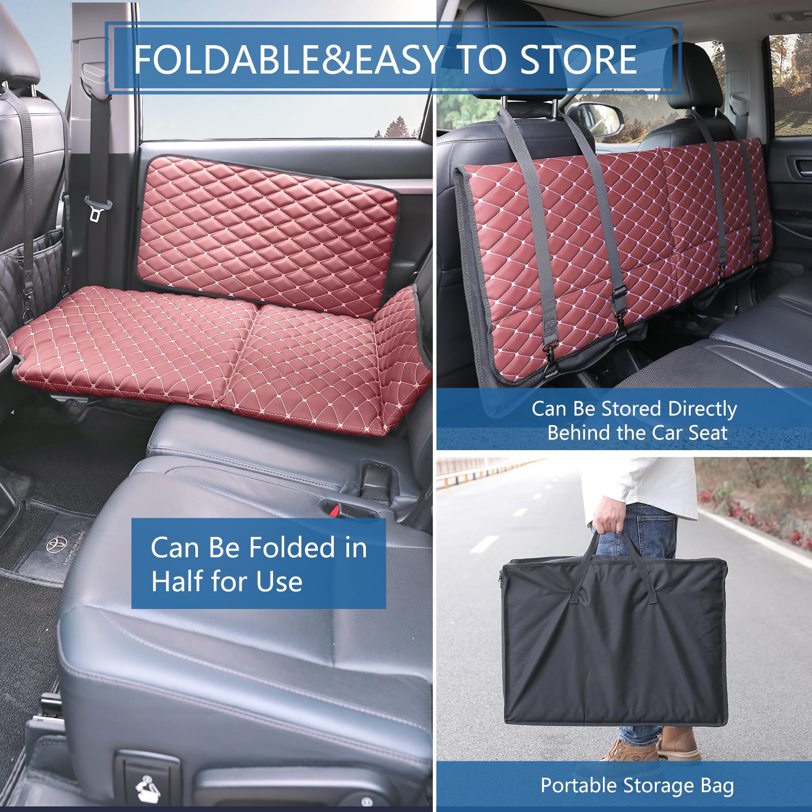 Kmirepa easy-install back-seat setup with quick buckles and straps for fast use