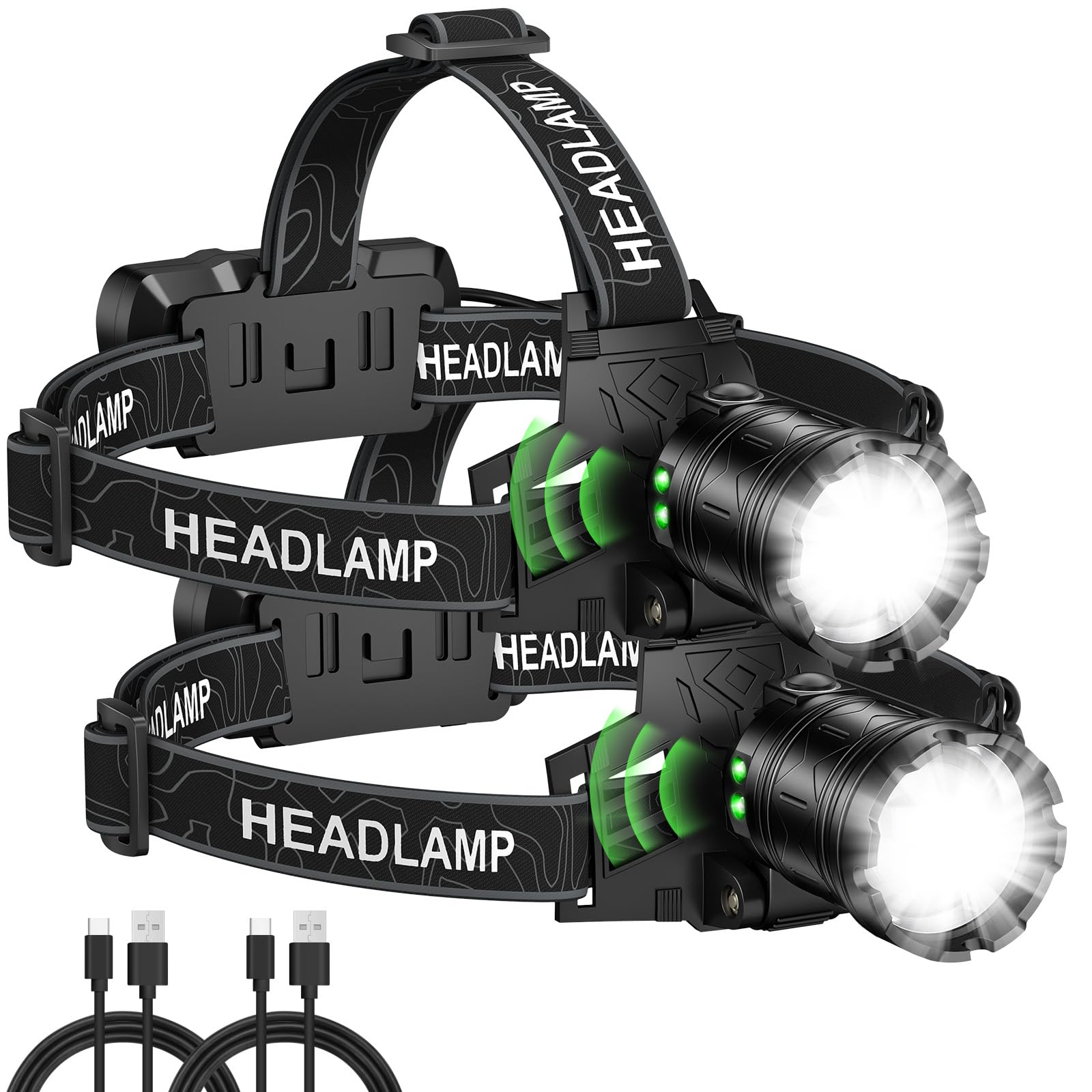 Kmivo headlamp close-up with 99,000lm beam for night visibility