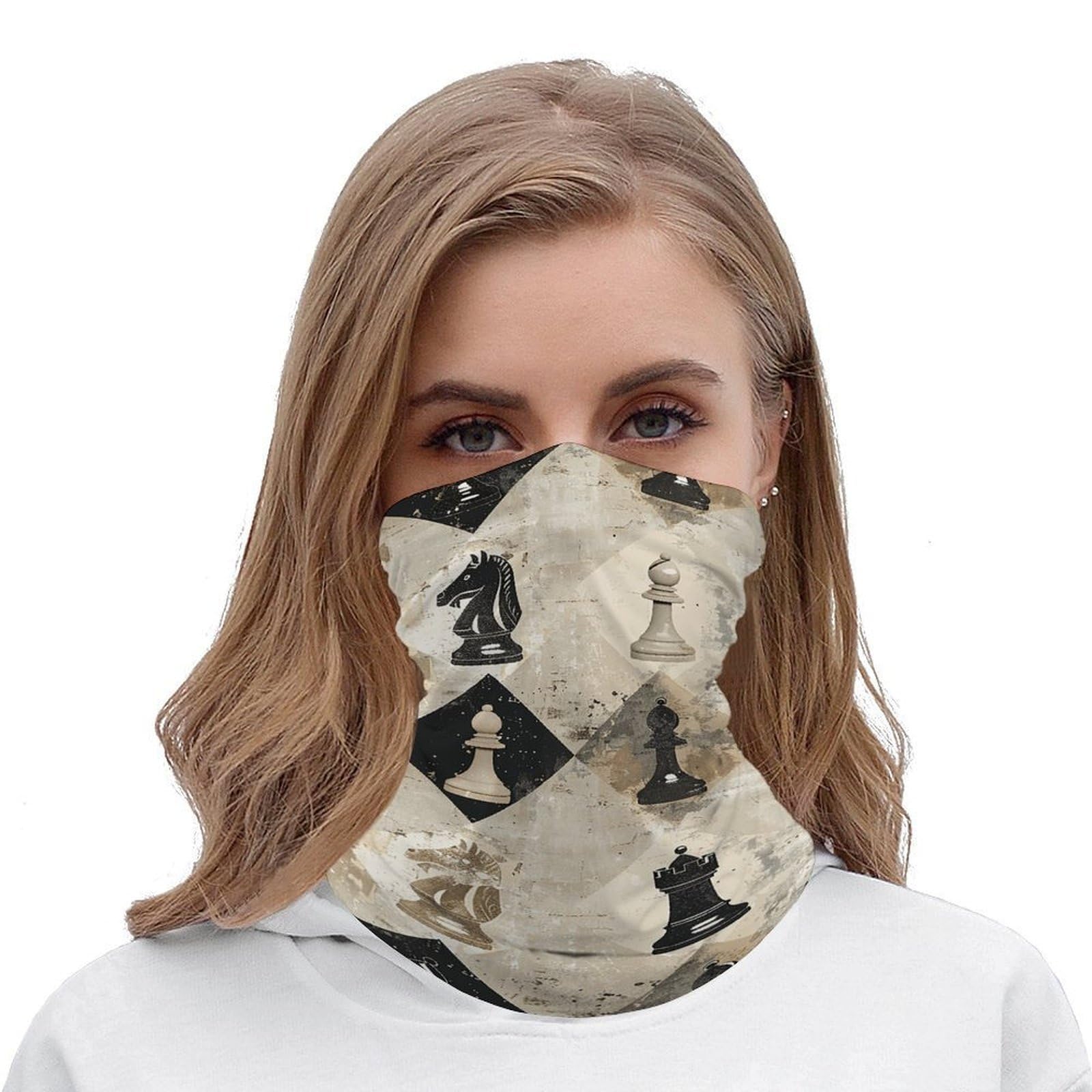 KMRHOUTIQ Chess Piece Brown bandana offers versatile styling options.