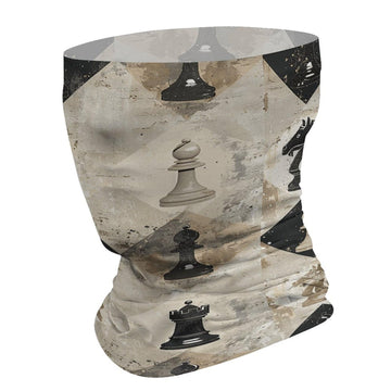 KMRHOUTIQ Chess Piece Brown neck gaiter protects against wind while skiing.