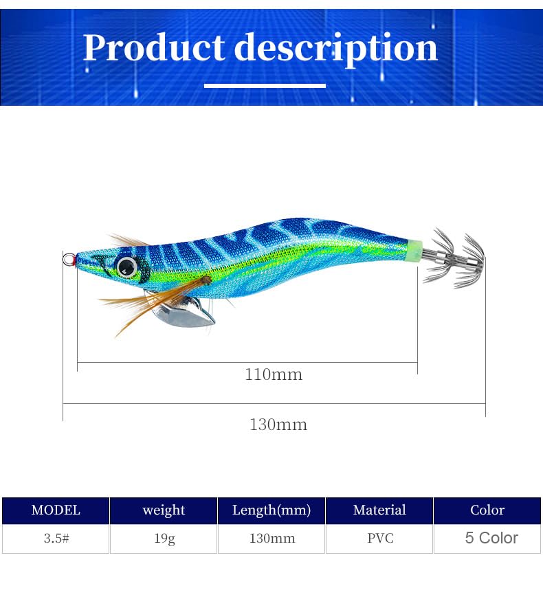 Kmucutie Squid Jigs Mixed Color A - image 2