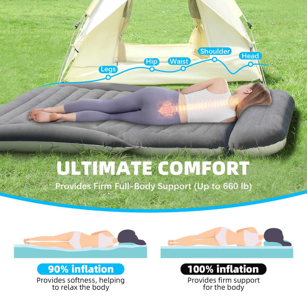 KMZ inflatable SUV air mattress with electric pump for quick setup.