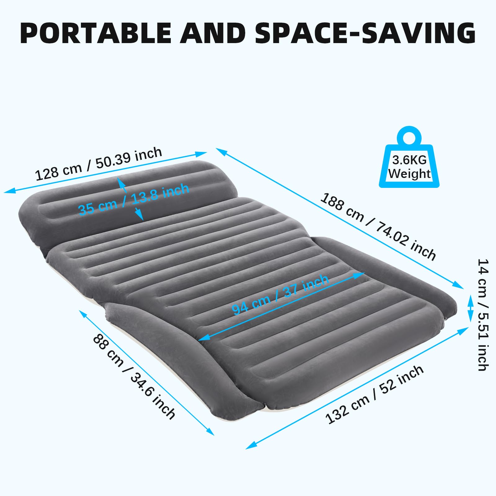KMZ inflatable SUV air mattress leak-proof valve prevents air loss during rest.