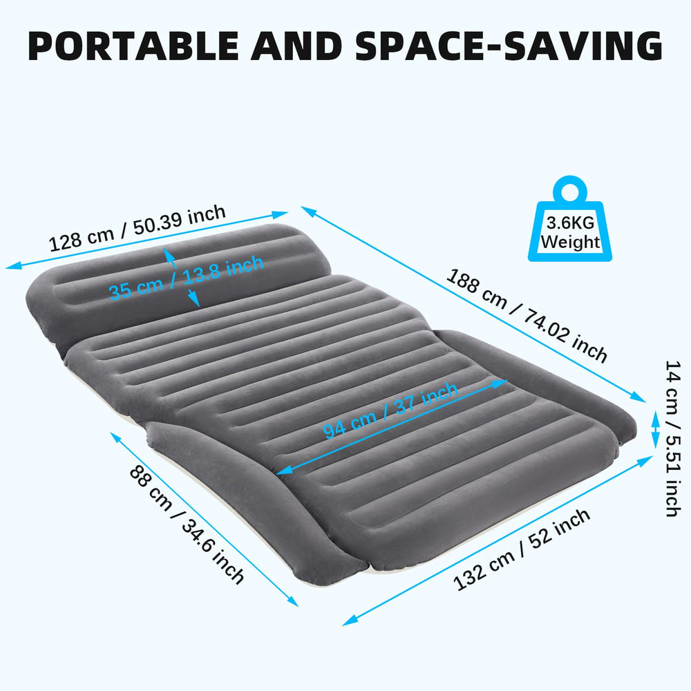 KMZ inflatable SUV air mattress leak-proof valve prevents air loss during rest.