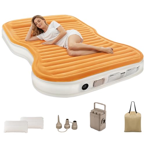 KMZ SUV air mattress with built-in pump ready for quick camp setup.