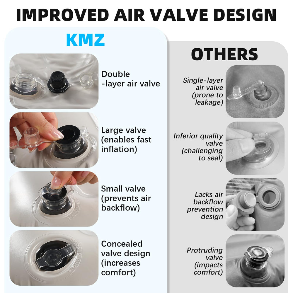 KMZ SUV Air Mattress flocked surface delivers soft cozy sleep on uneven surfaces