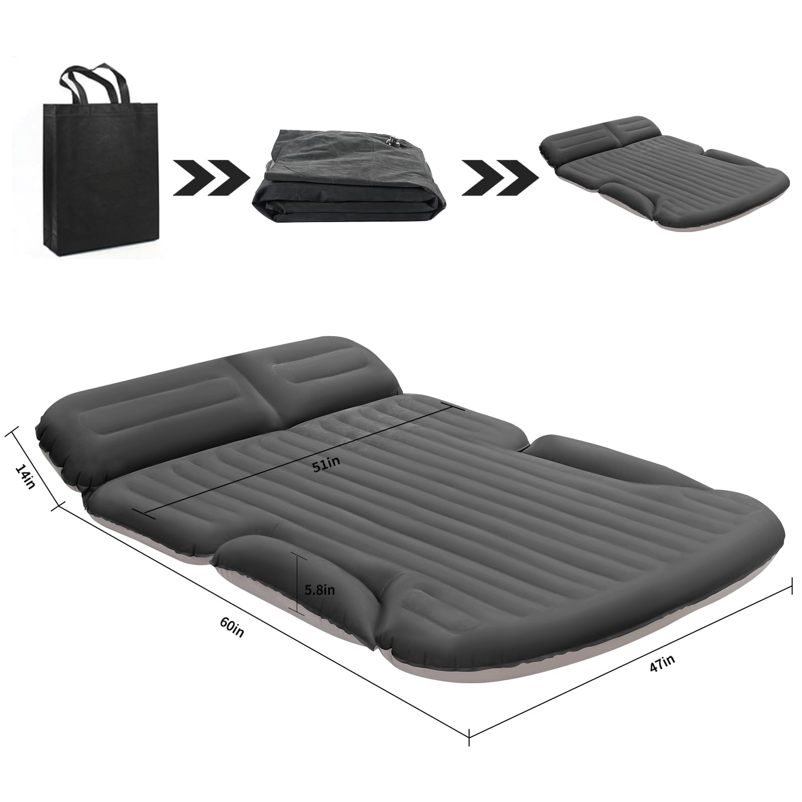 KMZ SUV Air Mattress four chambers; customizable inflation for multiple or solo use.