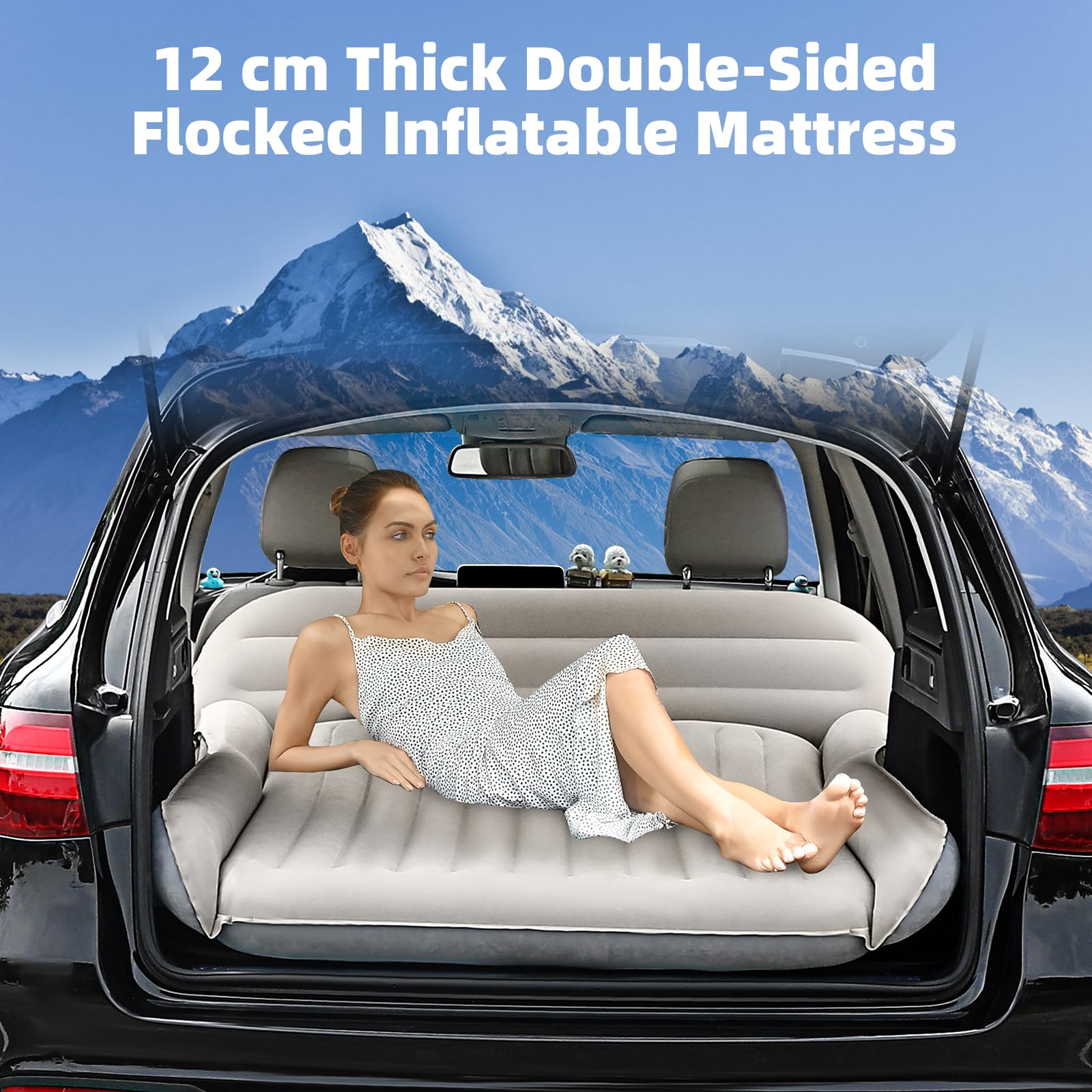 KMZ SUV air mattress with inflation pump enables quick setup during trips.