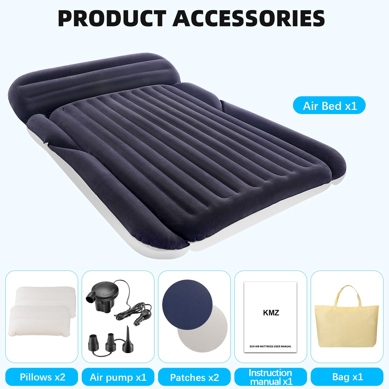KMZ SUV Air Mattress fits most SUVs trucks and sedans for versatile travel