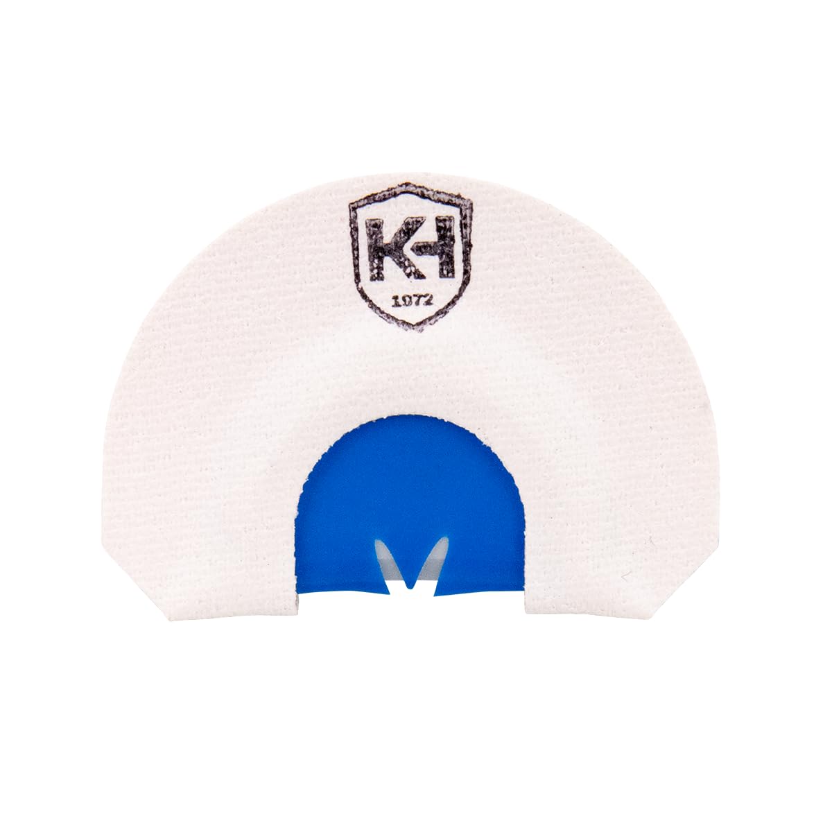 Knight & Hale HD Hen Split V mouth call placed in the mouth for hands-free yelps.