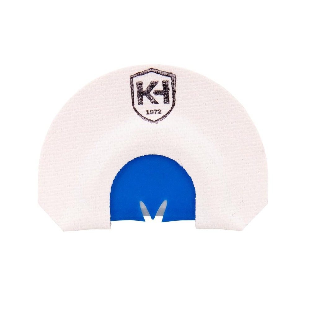 Knight & Hale HD Hen Split V mouth call placed in the mouth for hands-free yelps.