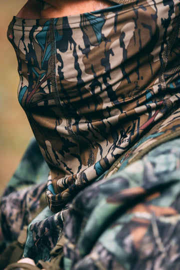 Knight & Hale Run N' Gun Mask Mossy Oak Greenleaf camo for concealment