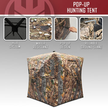 KNINE OUTDOORS hunting blind accommodates 2-3 hunters for group hunts