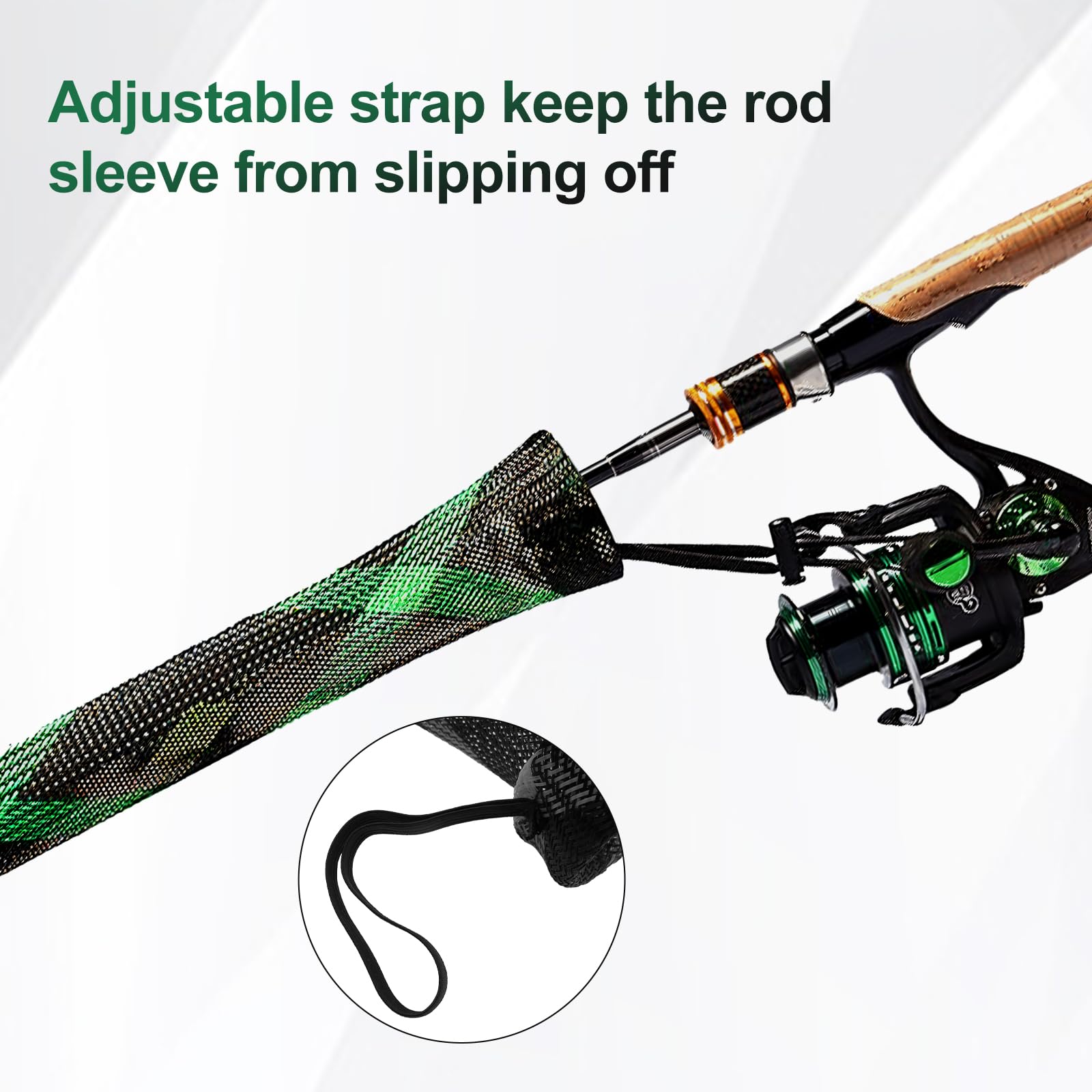 Knitsoquo fishing rod sleeve in black - side view