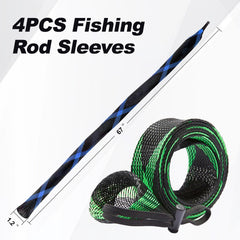 Knitsoquo fishing rod sleeve in blue - side view