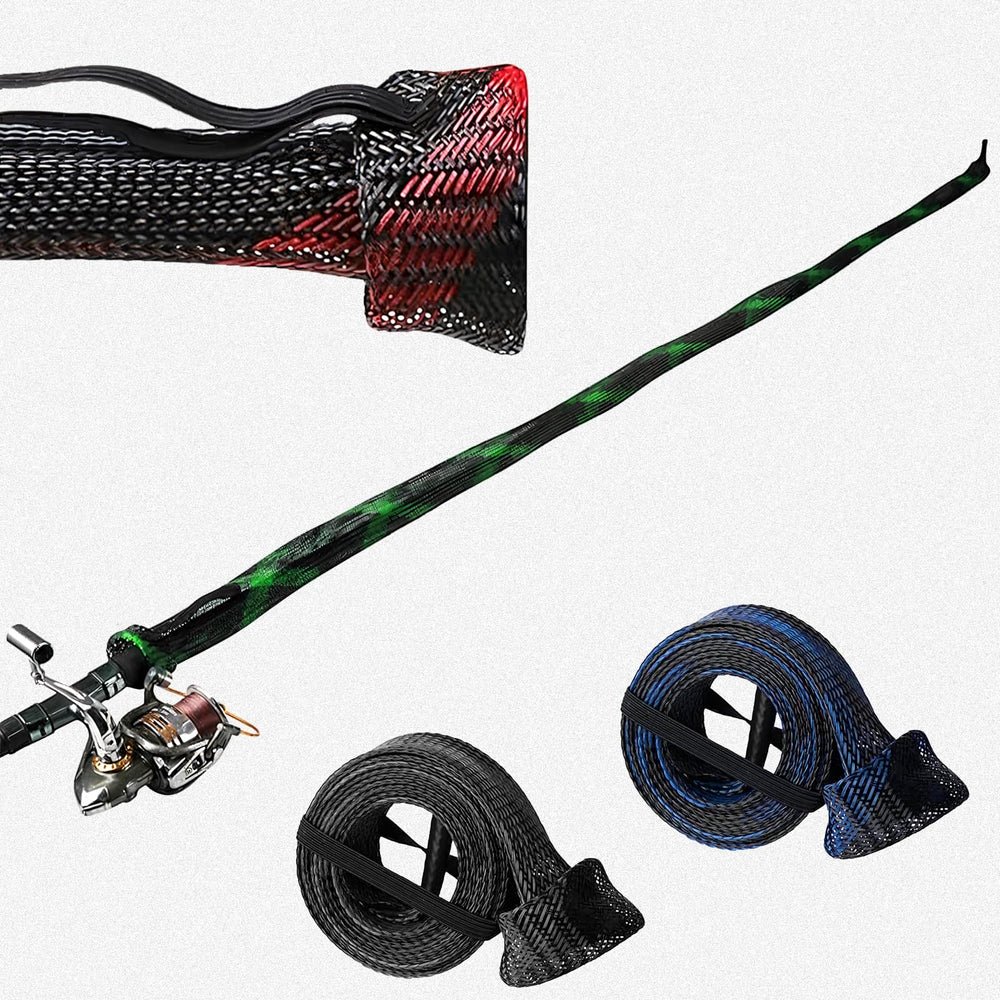 Knitsoquo fishing rod sleeve in green - side view