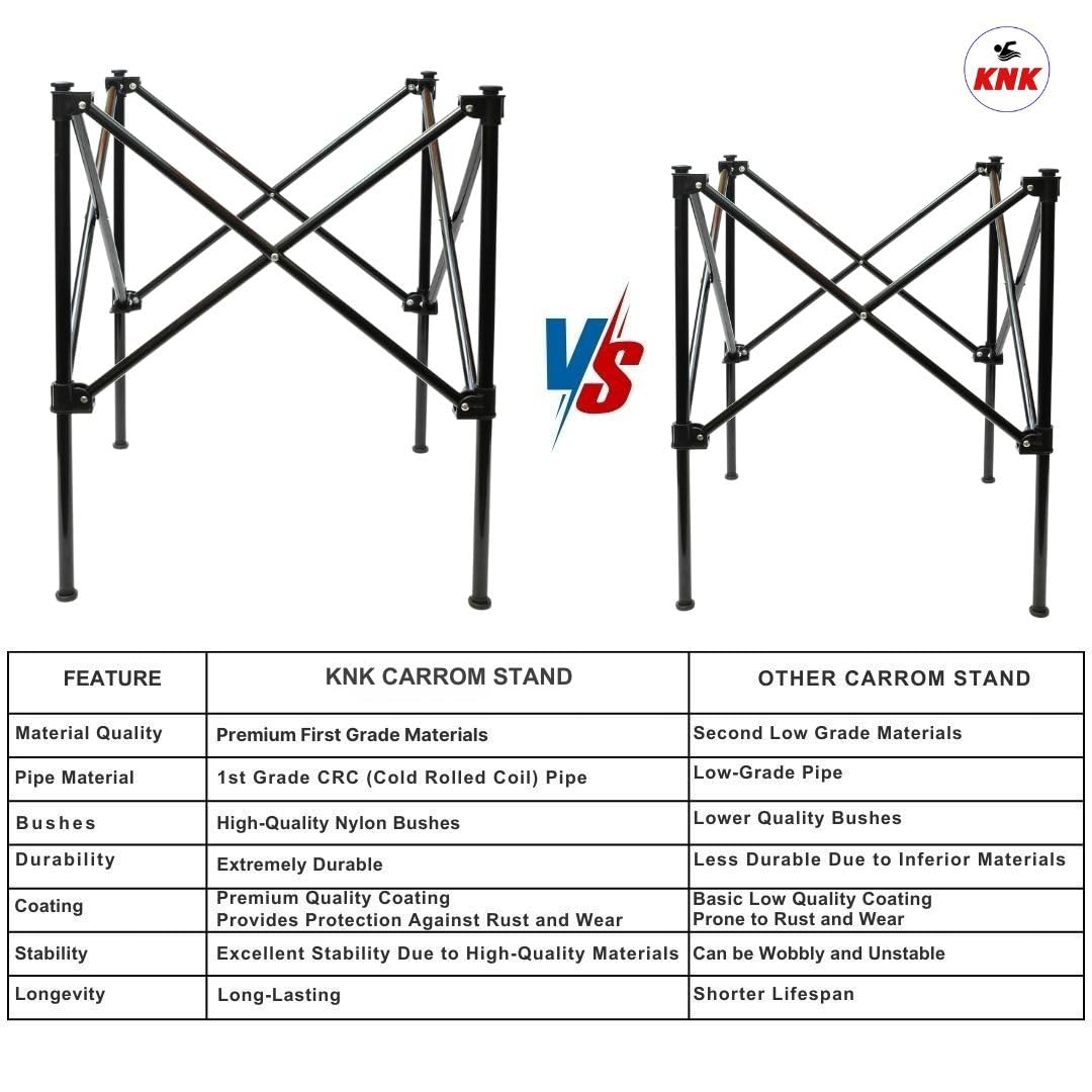 KNK carrom stand uses anti-rust steel frame for durable use