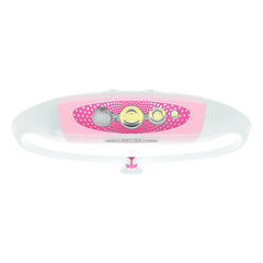 Knog Bilby Run headlamp pink front view showing bright hands-free night illumination