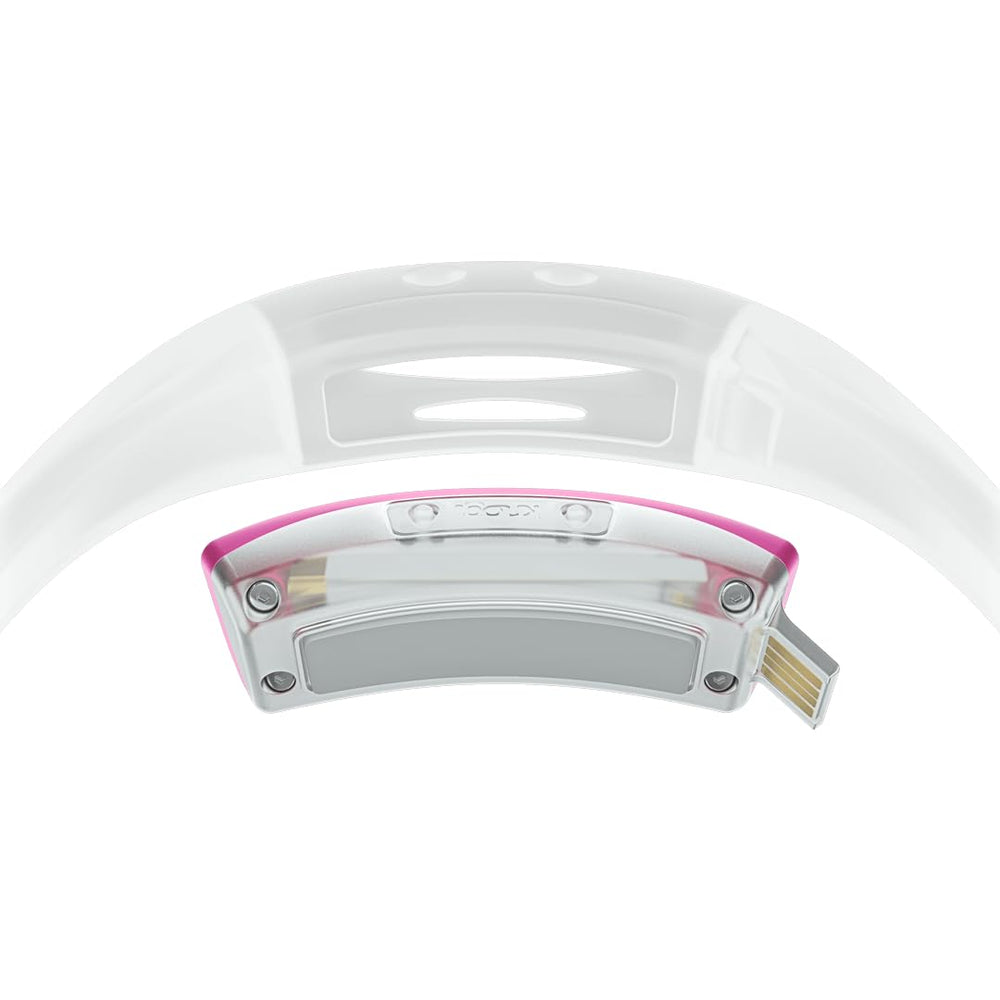 Knog Bilby Run pink strap closeup highlighting easy-clean odourless silicone for daily comfort