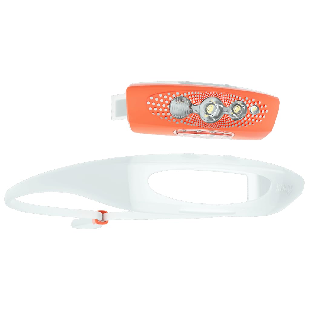 Knog Bilby Run Headlamp orange, USB rechargeable for easy charging.