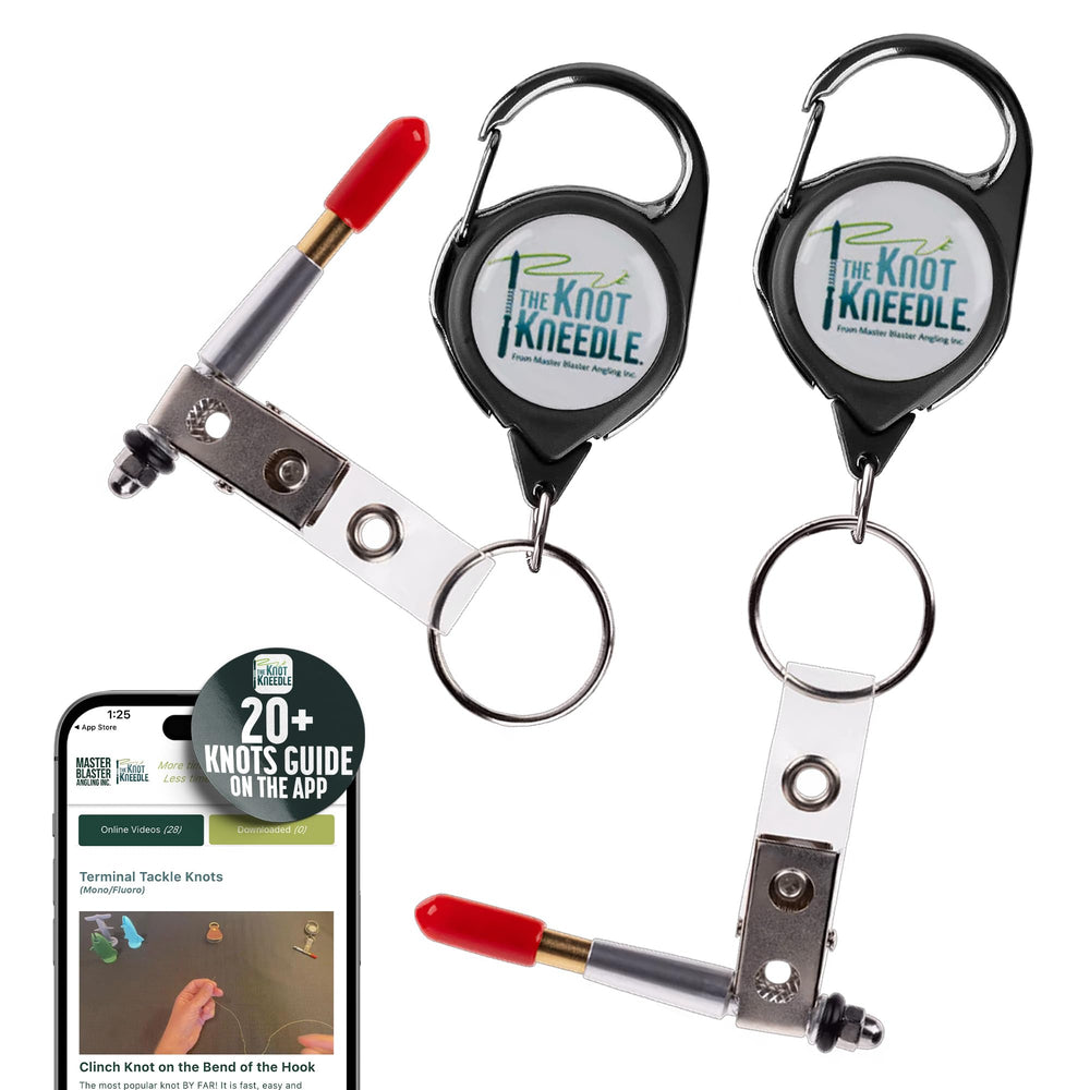 Knot Kneedle compact design in hand enables quick knots on the water.
