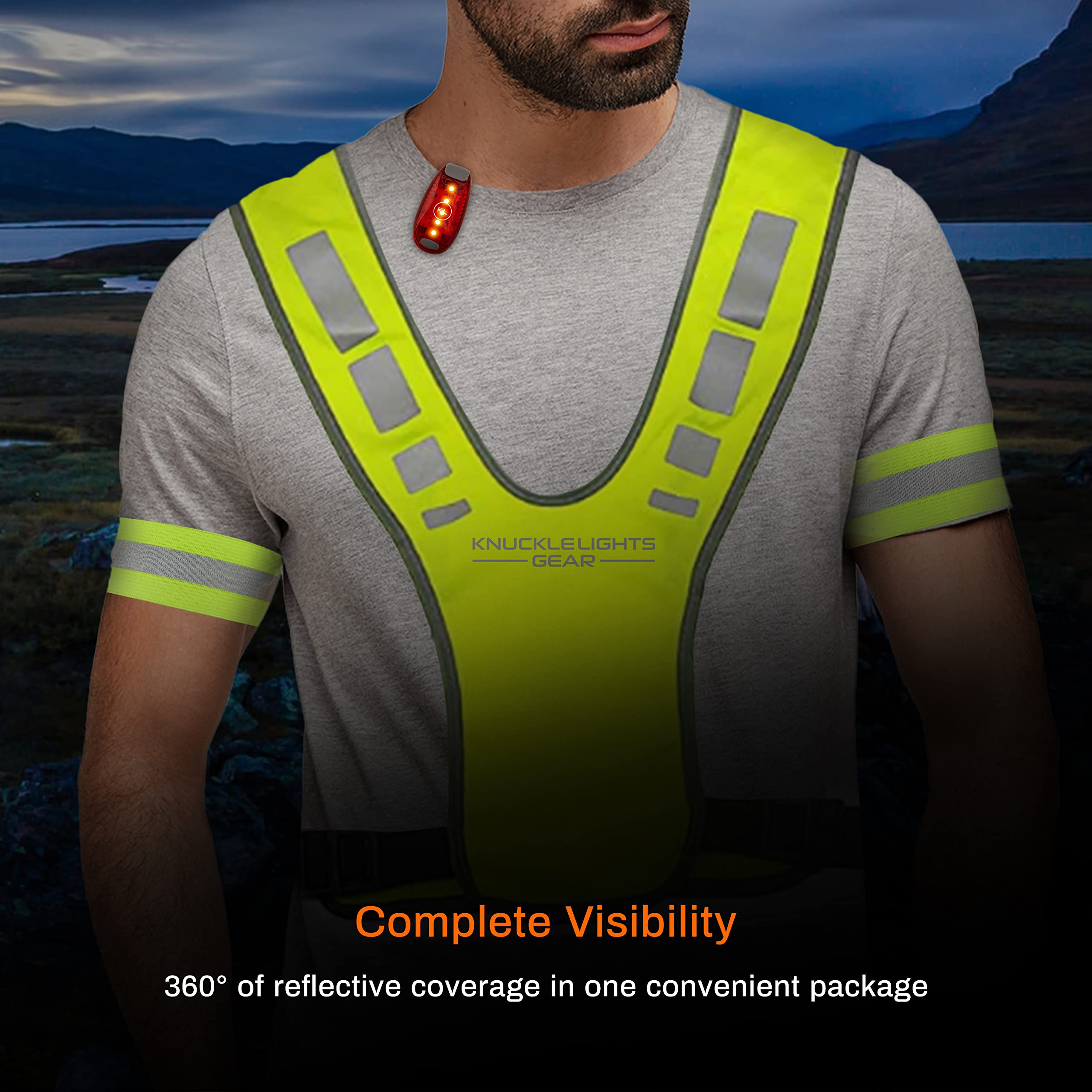 Knuckle Lights LED safety light blinkers with 5 LEDs and 3 modes to stay seen.