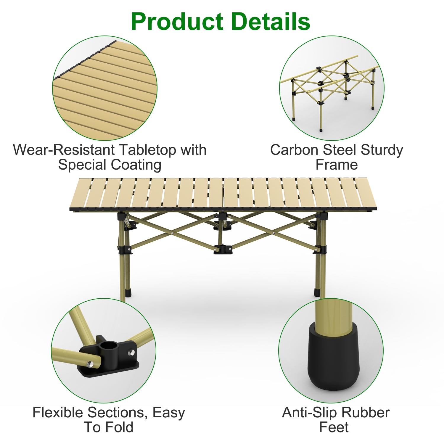 KOCASO lightweight carbon steel frame and durable tabletop.