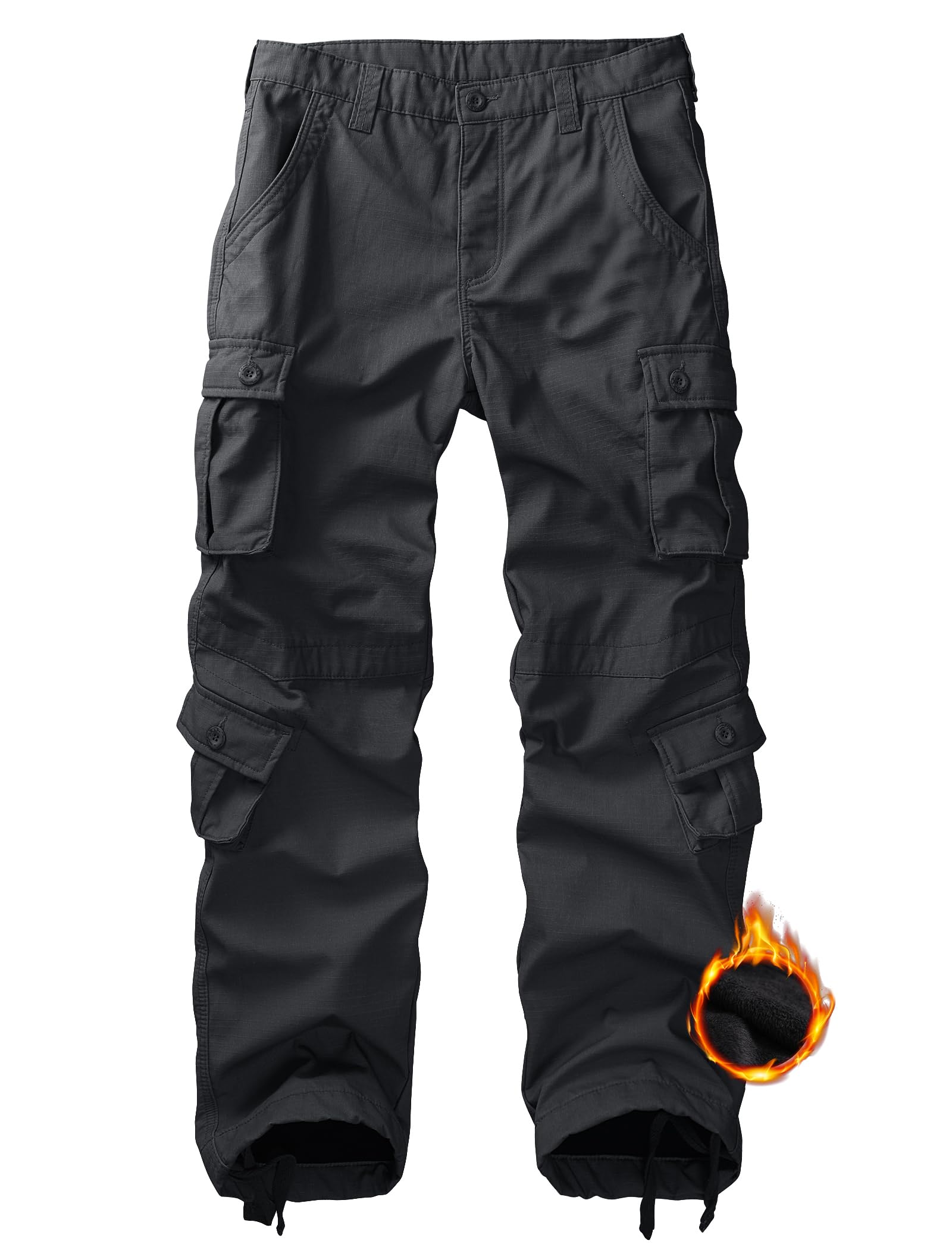 KOCTHOMY men's fleece-lined hiking pants front view for winter warmth and rugged outdoors