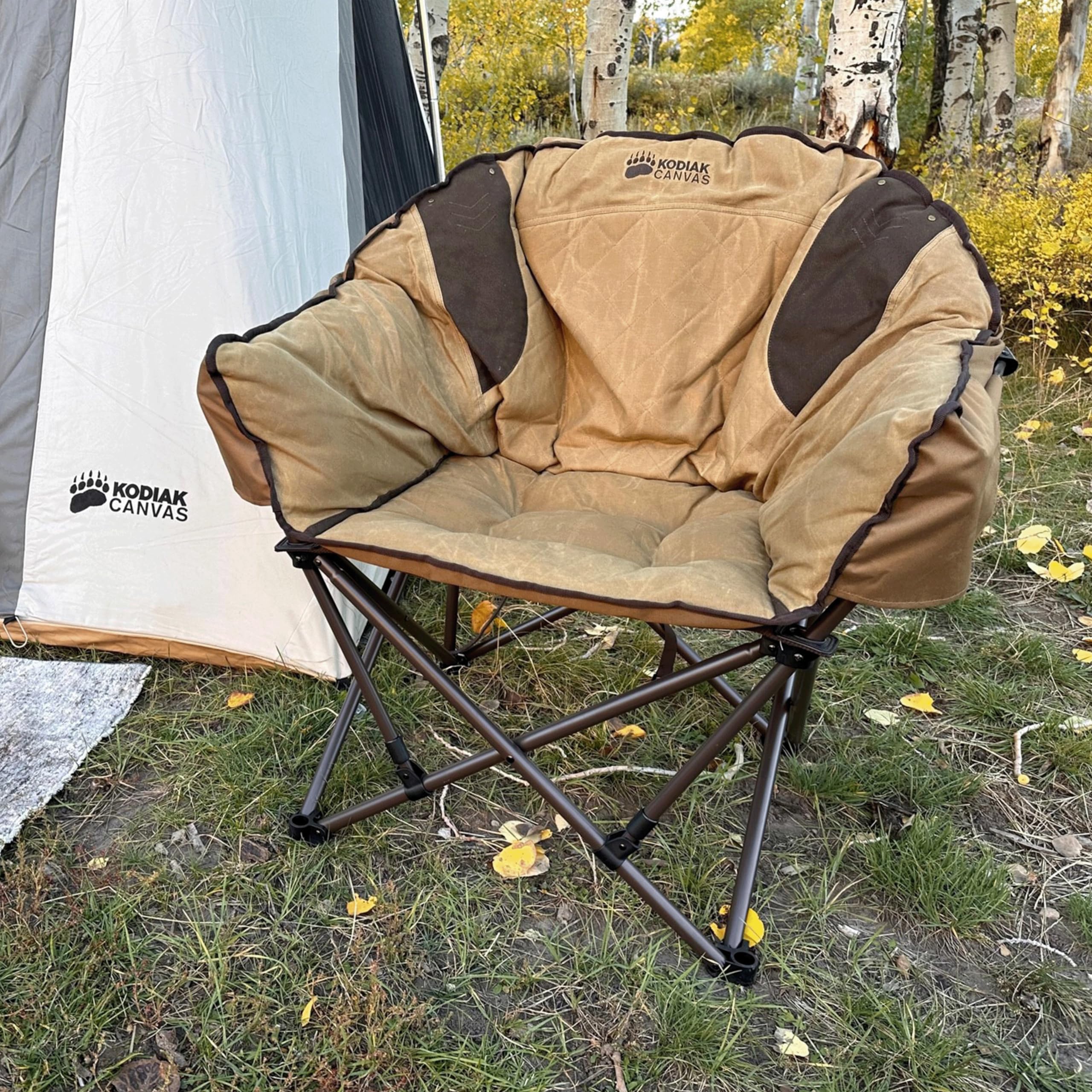 KODIAK CANVAS Lazy Bear Chair folded compact for transport