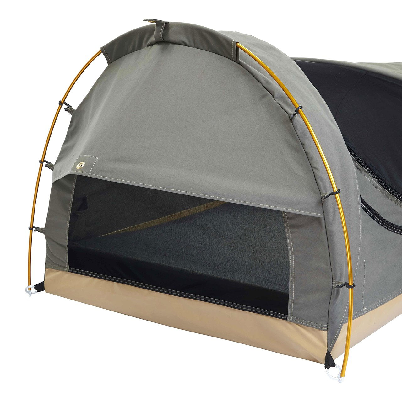 KODIAK CANVAS swag tent olive mattress pad detail for comfort.
