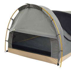 KODIAK CANVAS swag tent olive mattress pad detail for comfort.