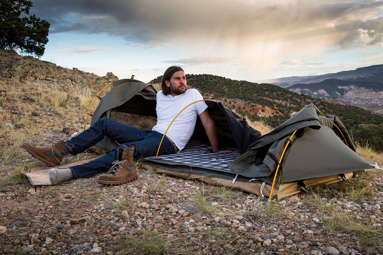KODIAK CANVAS swag tent olive packed for easy transport.