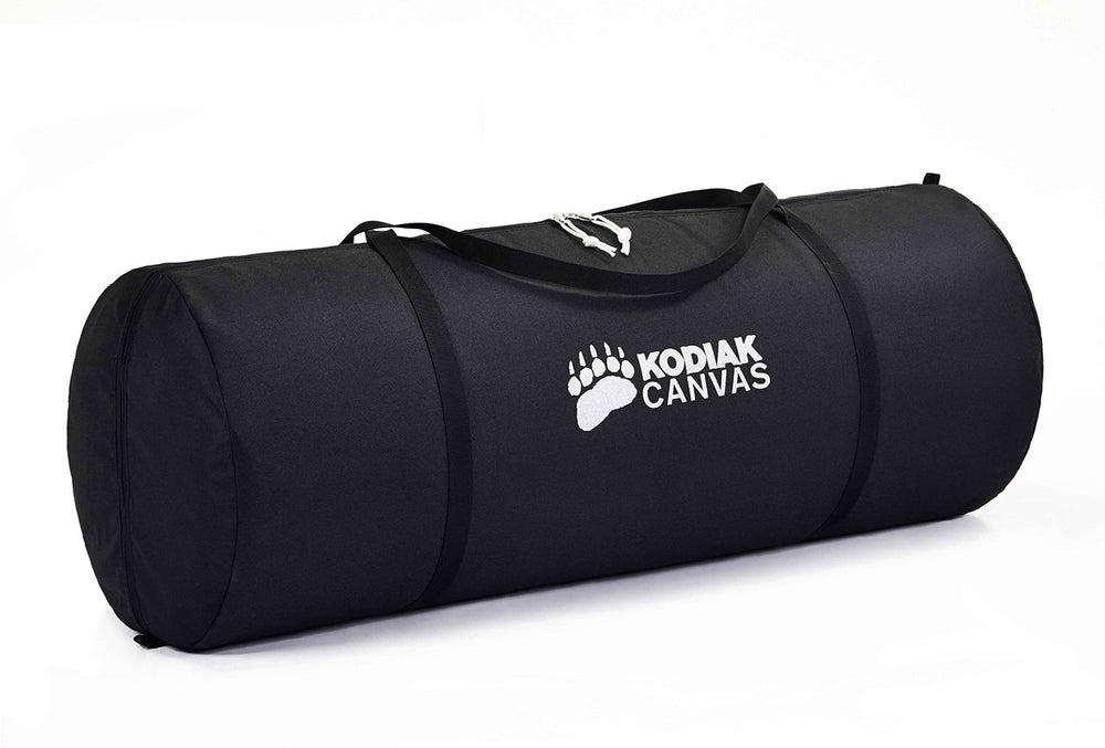 KODIAK CANVAS swag tent olive windows open for airflow.