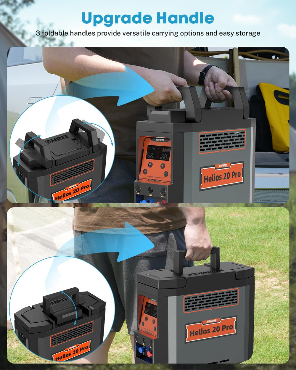 Kohree Helios 20 Pro foldable handle for compact storage