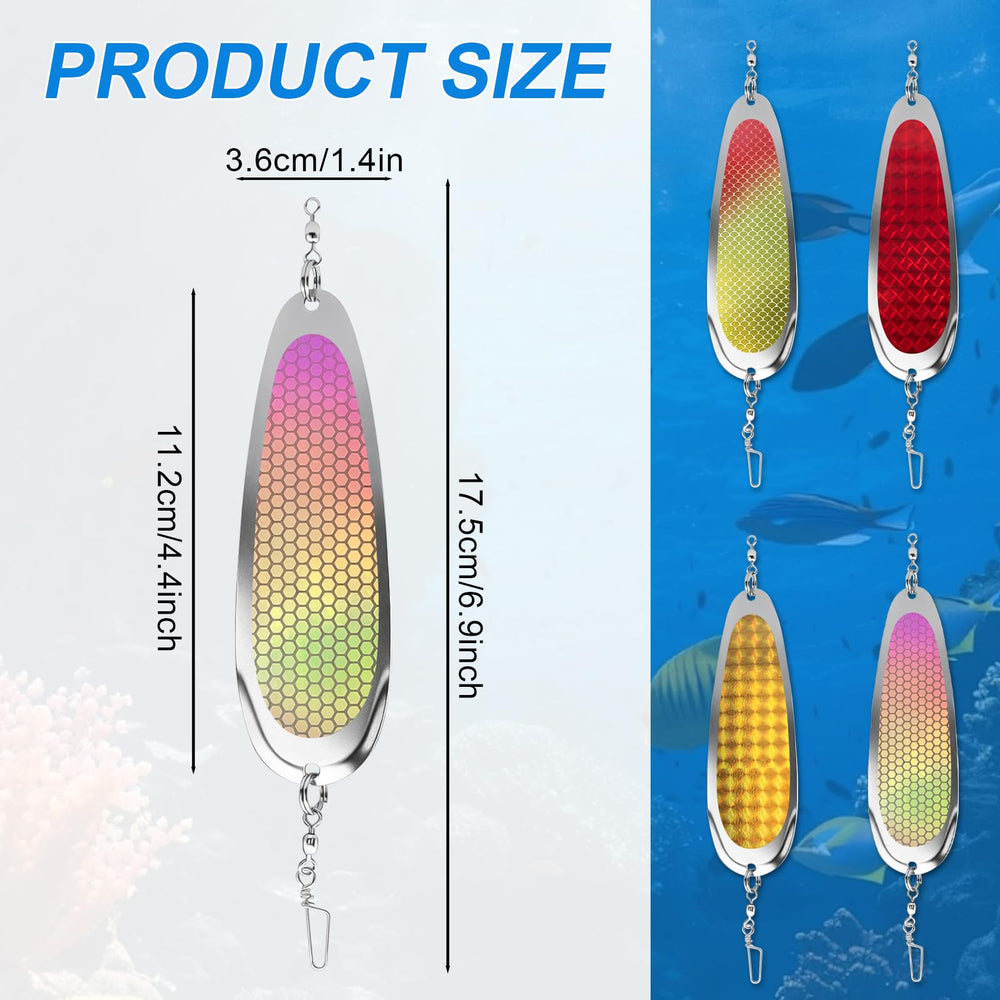 Four-piece Kokanee Dodger teardrop trolling flashers