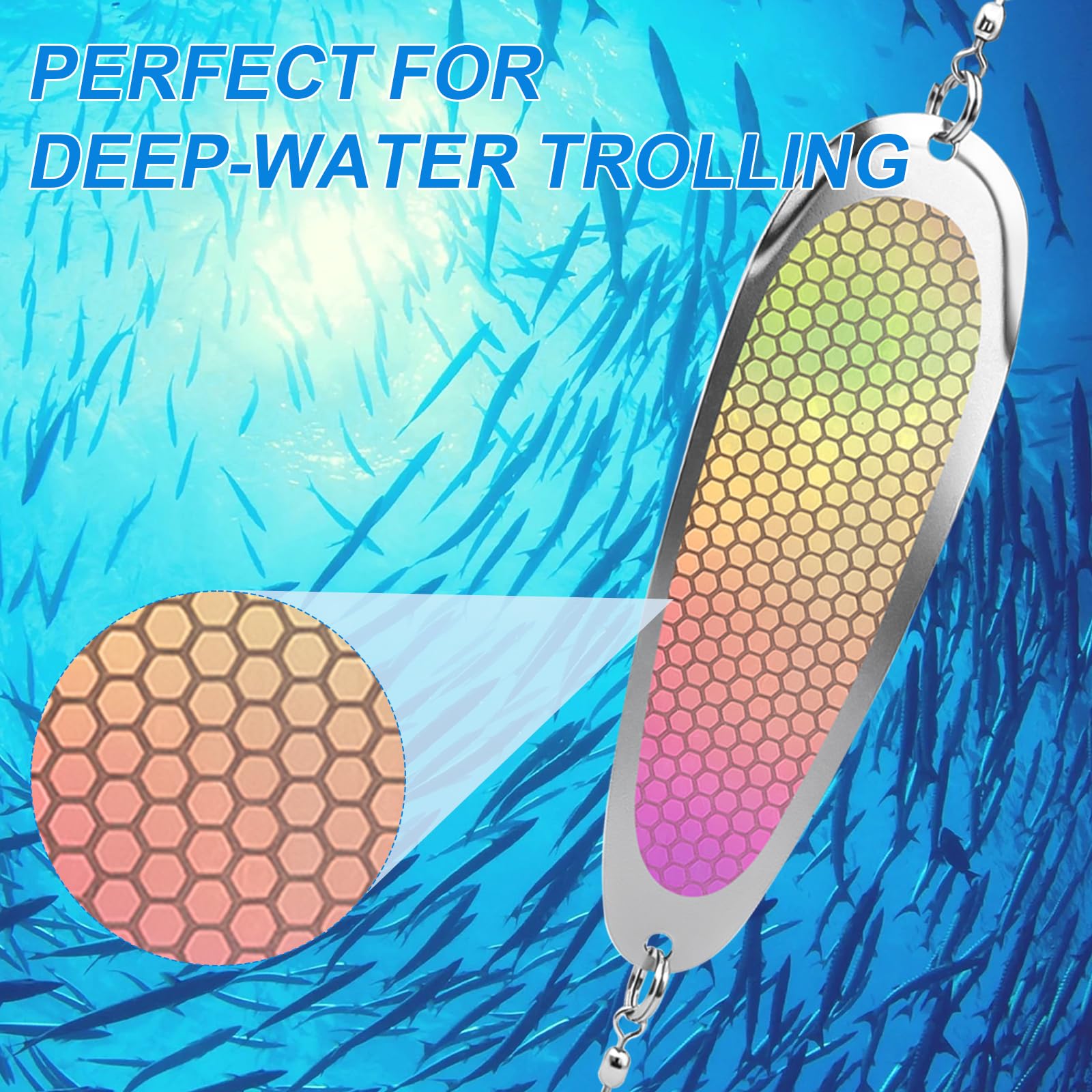 Flasher used with spoon/bait lures in deep water for salmon and lake trout