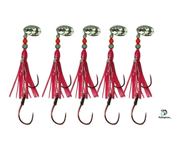 KOKOPROS hot pink octopus hoochies close-up, showcasing vibrant color for increased visibility