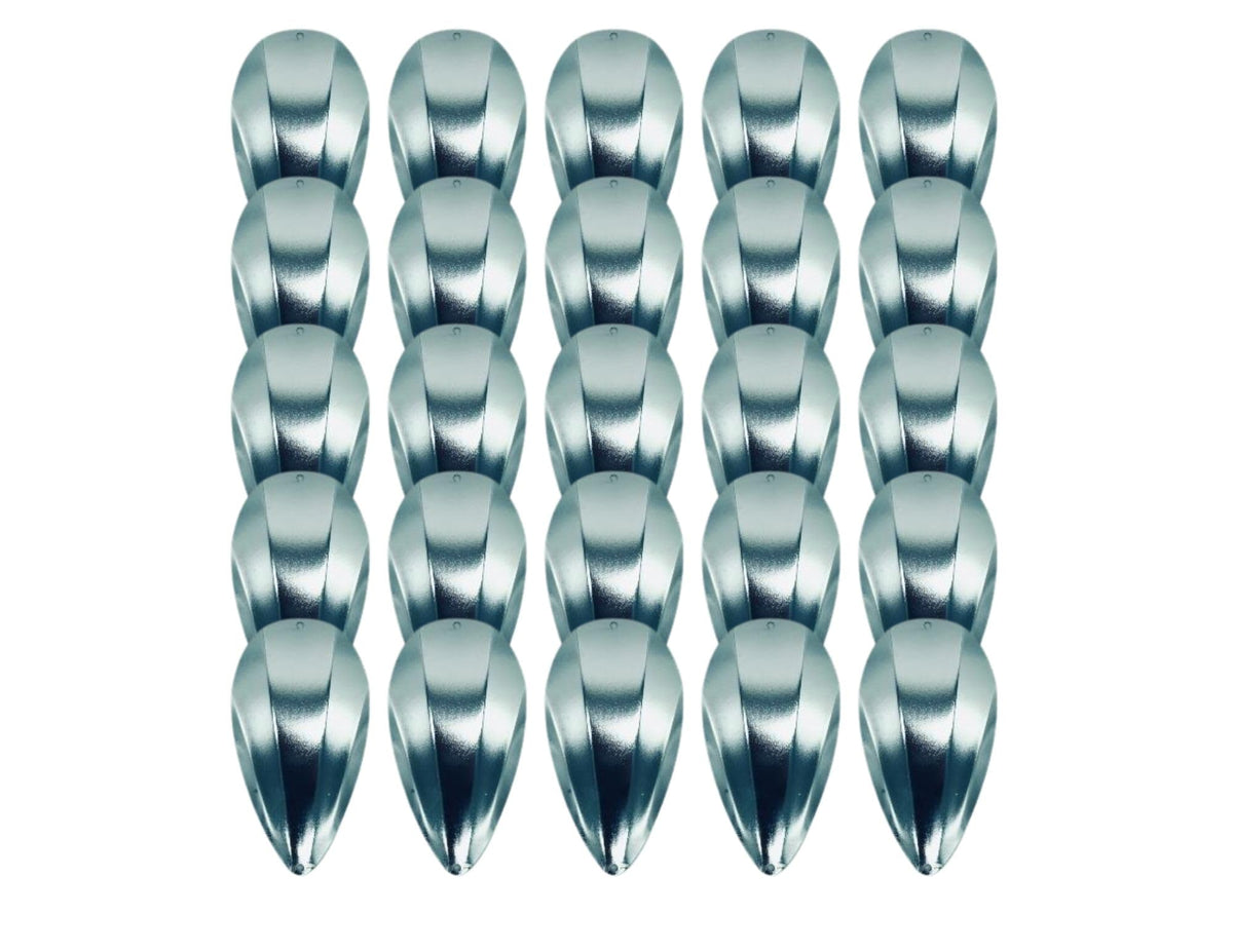 KOKOPROS Kokanee Salmon Jet Dodger Blank, front view, highly reflective finish boosts attraction.