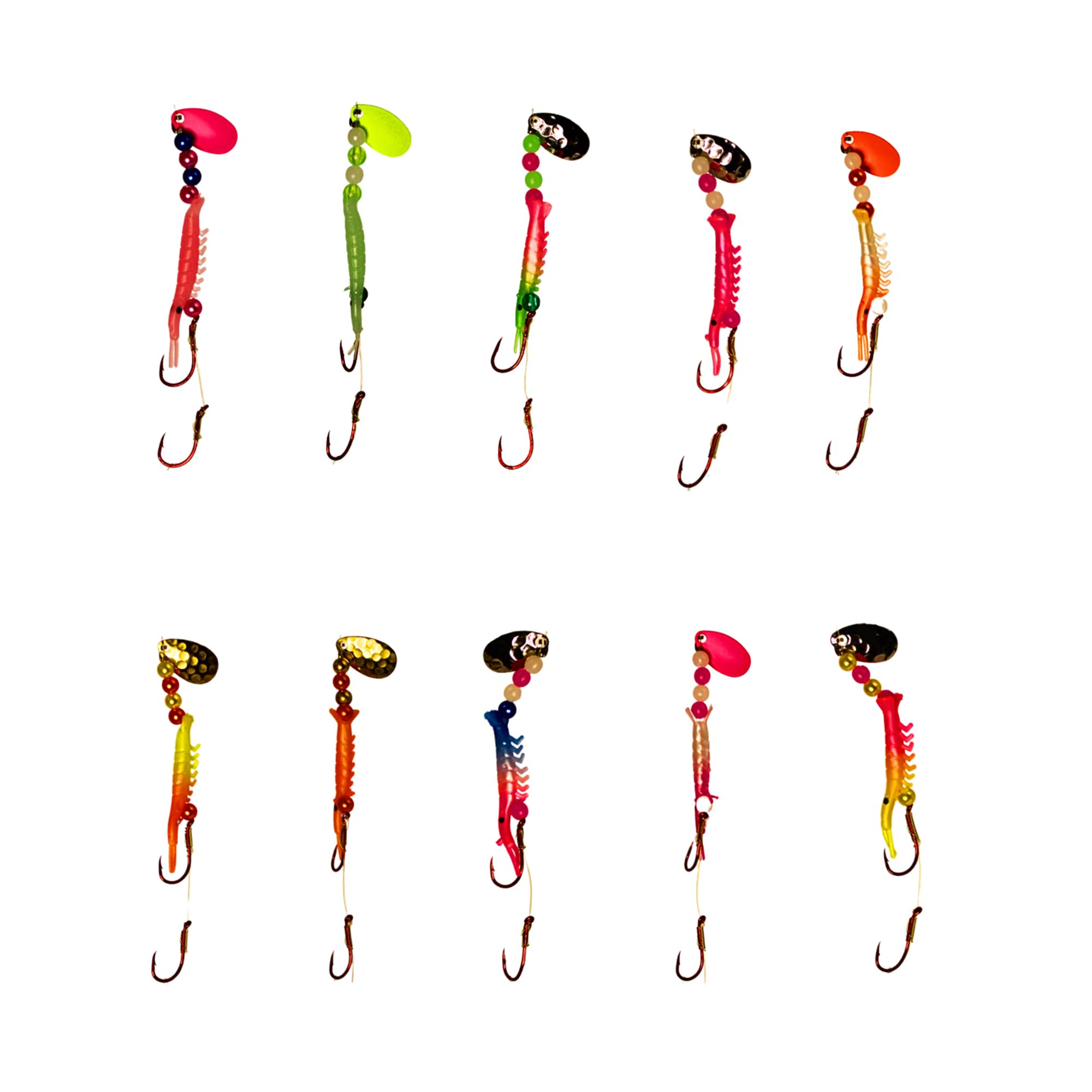 KOKOPROS Kokanee Shrimp spinner blades multicolor enhance visibility to attract kokanee and trout.