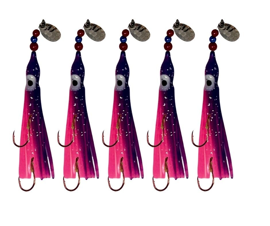 KOKOPROS Luminous Octopus Hoochies pink and purple boost visibility for deeper water strikes
