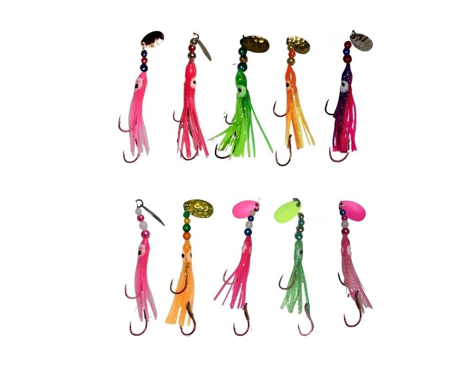 KOKOPROS squid hoochies glow lure boosts visibility for kokanee fishing