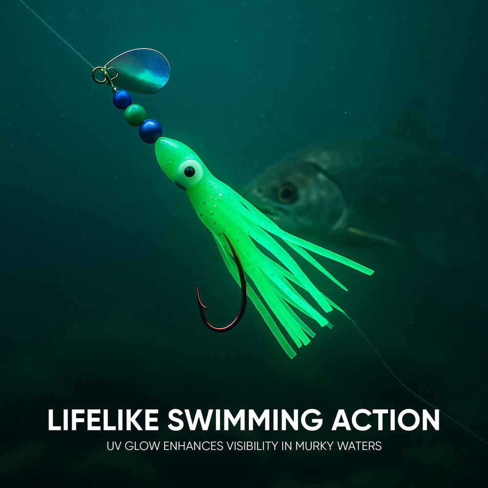 KOKOPROS 10-pack squid hoochies ready-to-fish in your tackle bag