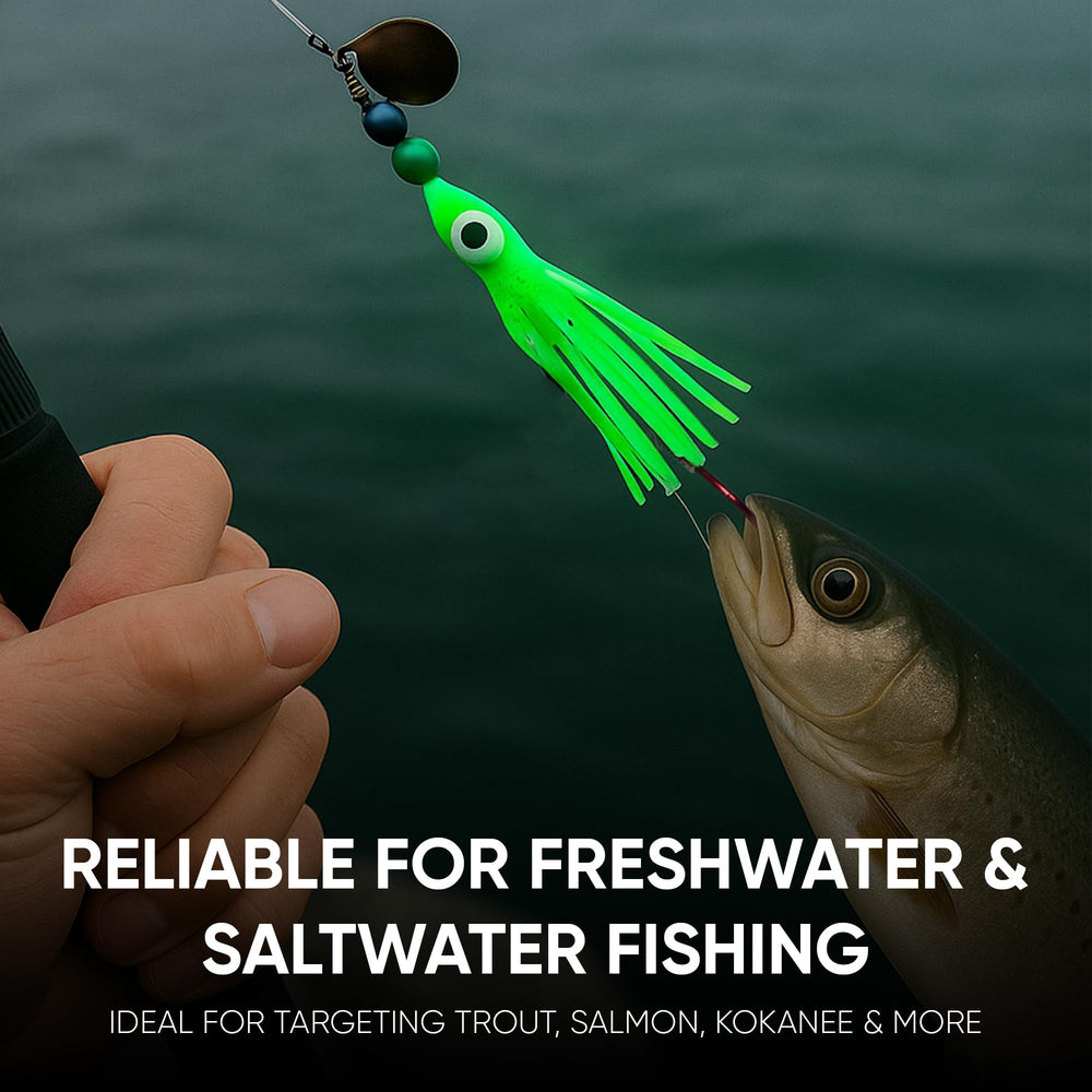 KOKOPROS pre-rigged octopus hook hoochie speeds your trolling setup