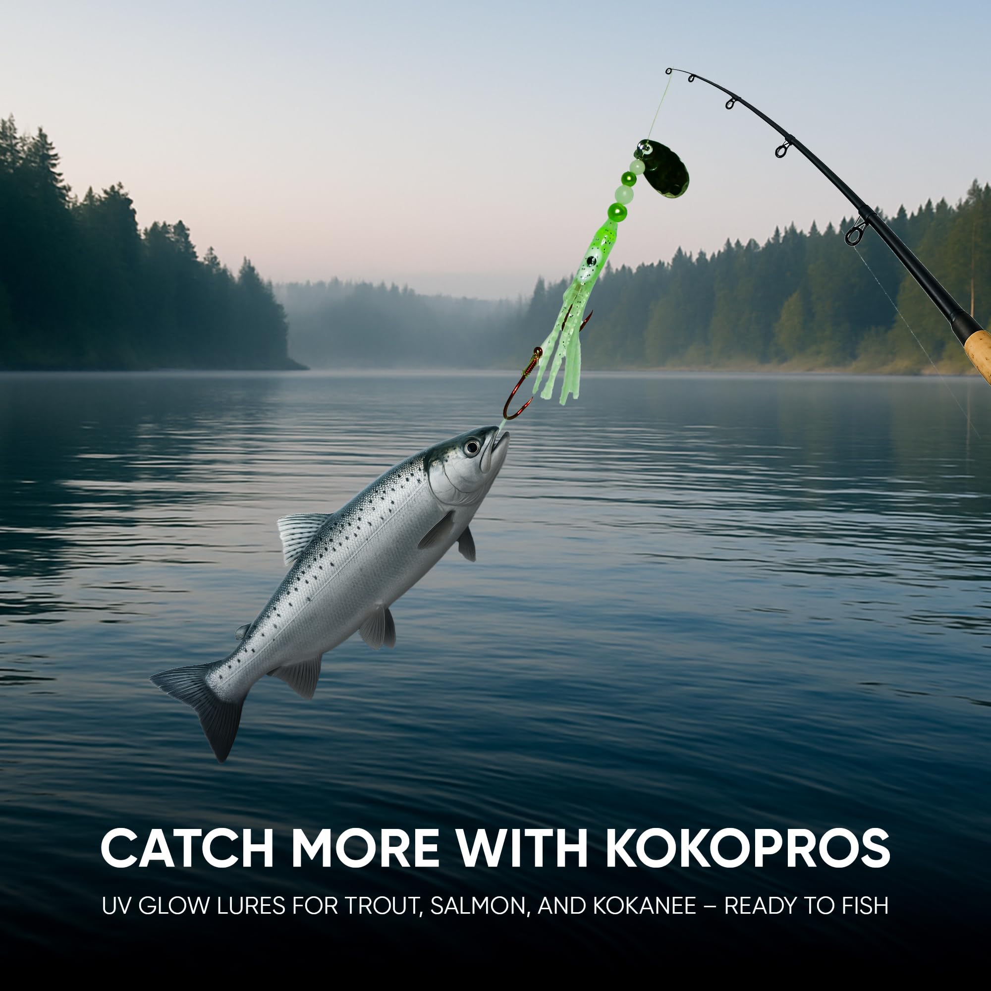 KOKOPROS trolling setup with hoochies ready to deploy