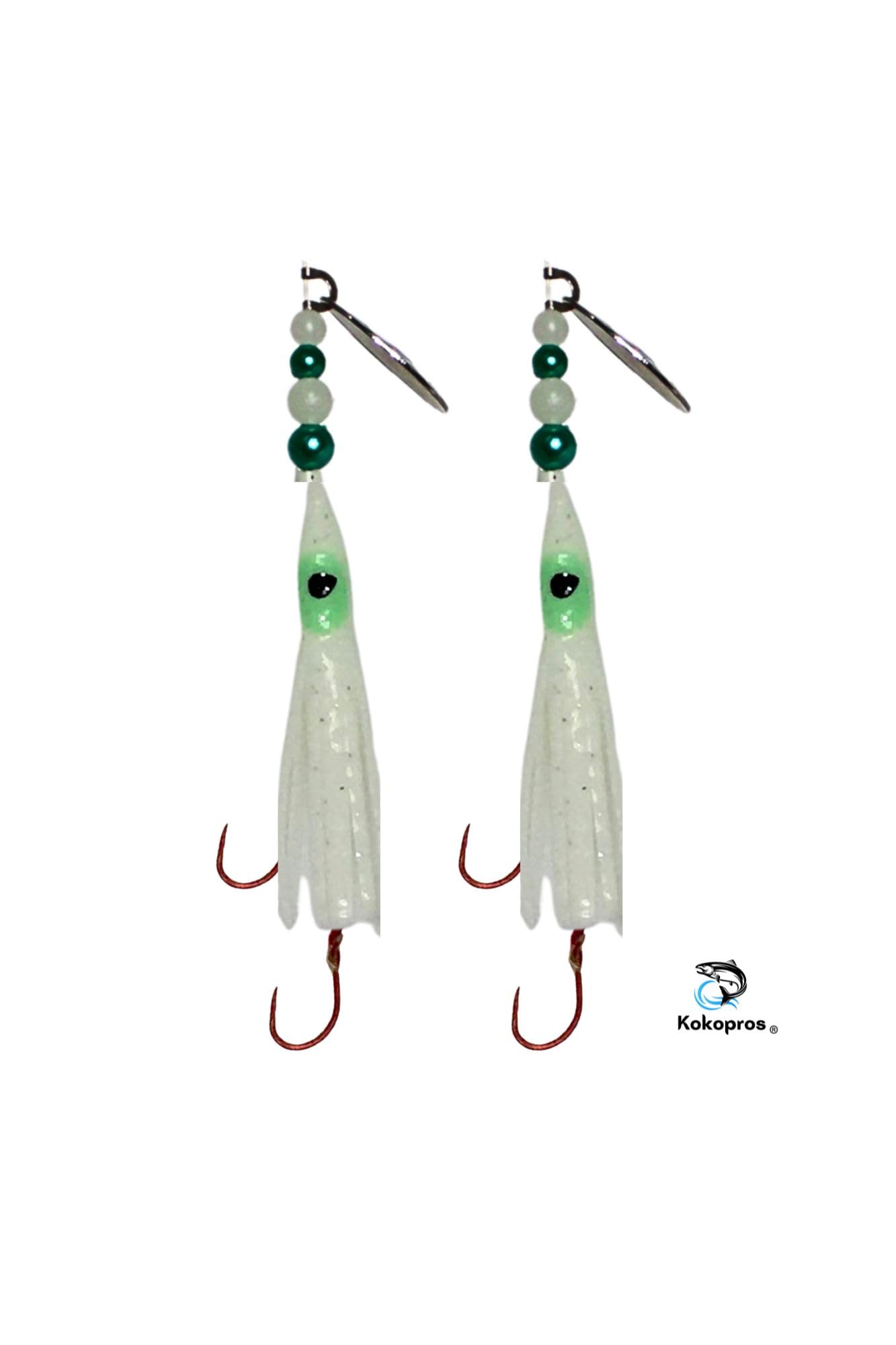 Octopus hook attached to micro hoochie for secure hook-ups