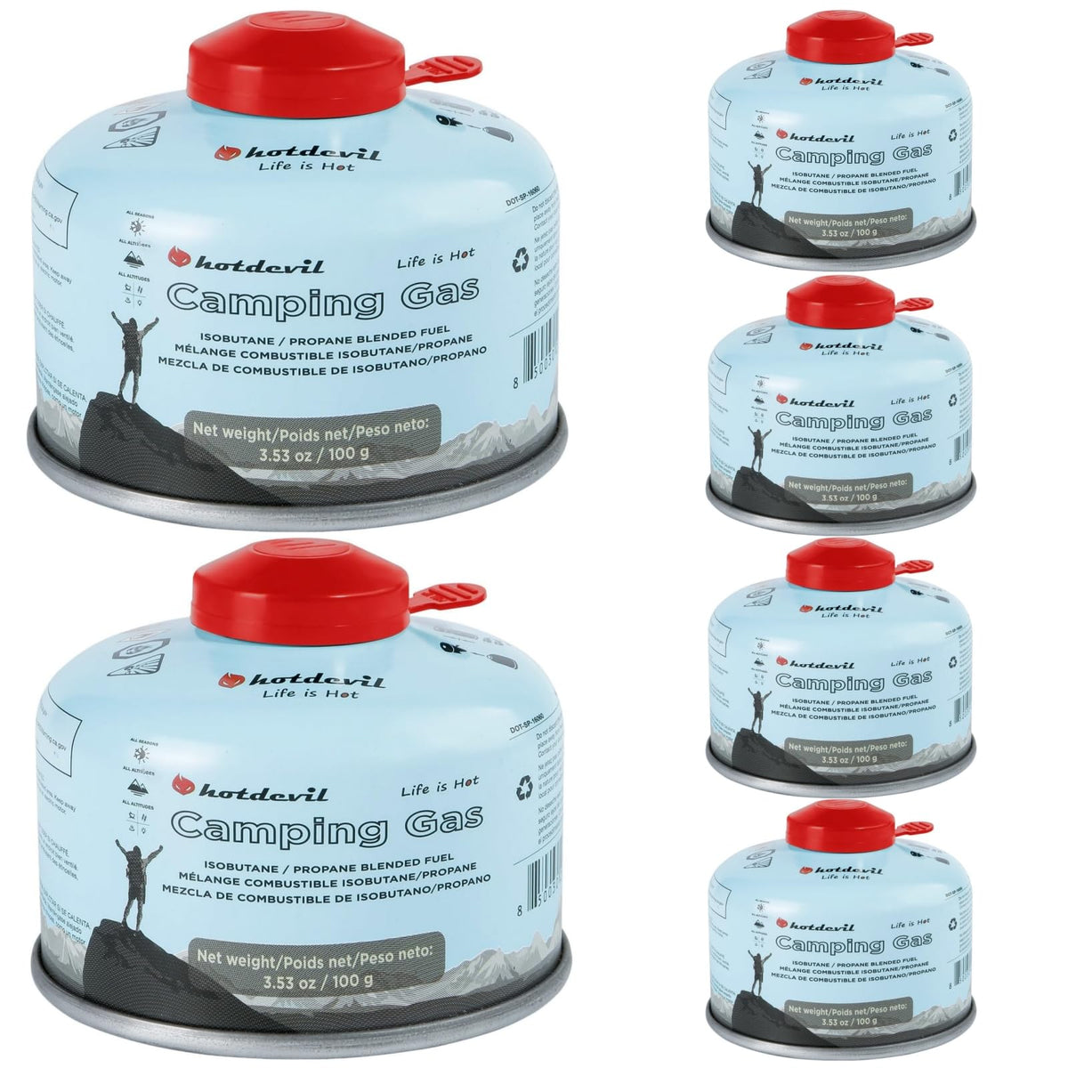 KOMAN isobutane fuel canister 4oz packaging for camping use and storage