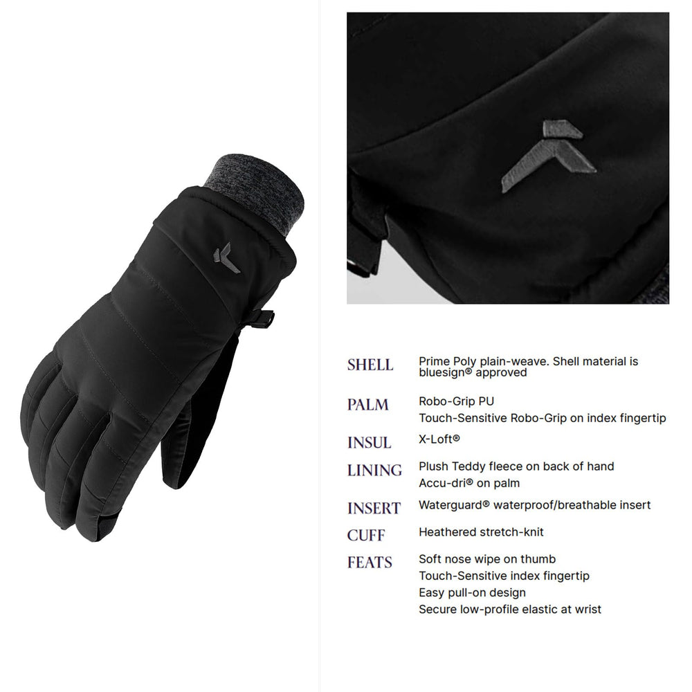 Kombi Snug gloves showing touchscreen use on index fingertip