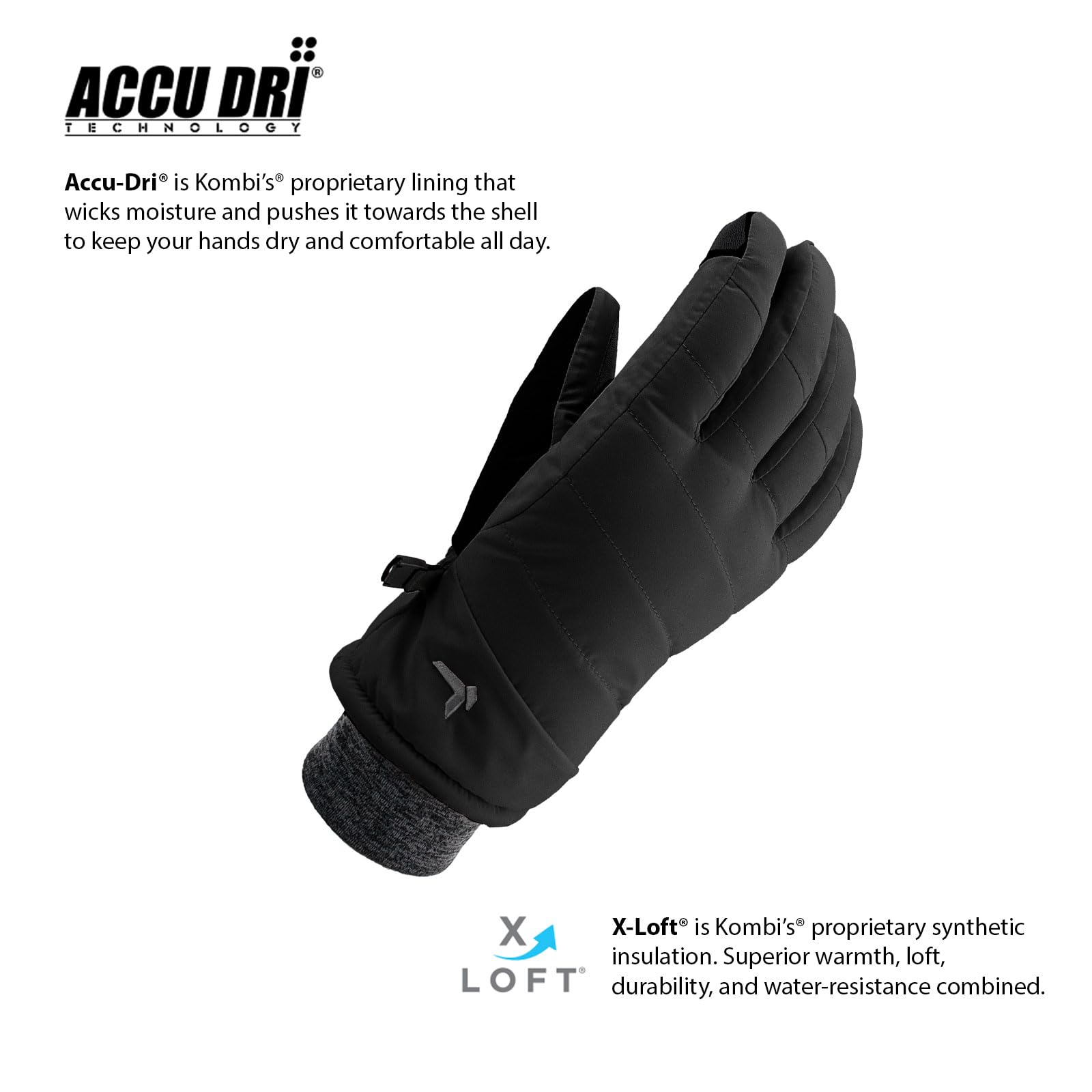Kombi Snug gloves cuff and elastic seal for secure fit