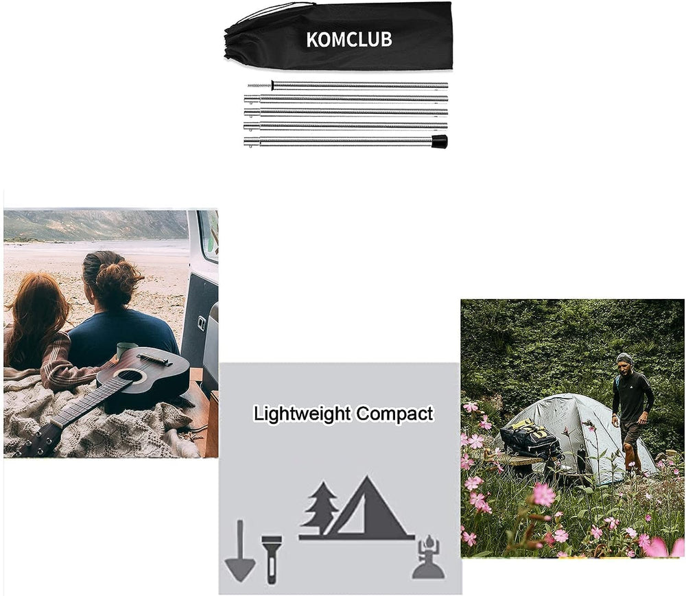 KOMCLUB multi-use poles shown in a versatile outdoor setup